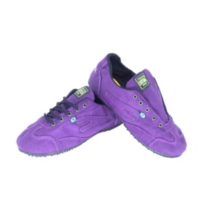 Sapat&ecirc;nis Rasteira Roxa de camur&ccedil;a