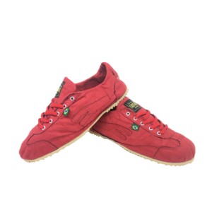 Sapat&ecirc;nis Rasteira Vermelha de camur&ccedil;a