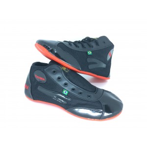 Botinha TAYGRA Preto com brilho, sola Dan&ccedil;a vermelha