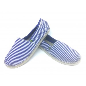 Alpargatas Listras azuis unissex com sola de chinelos