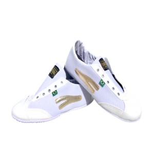 Sapatilha Slim Branca com listra Ouro